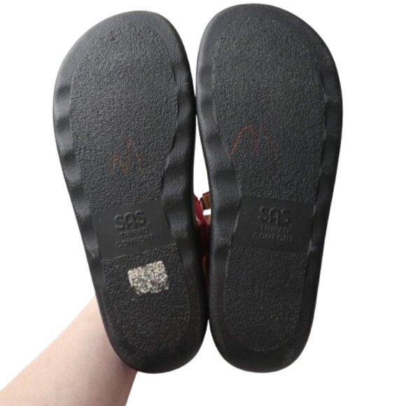SAS Red Leather Open Toe Thong Sandals Womens 9.5 - Picture 11 of 12